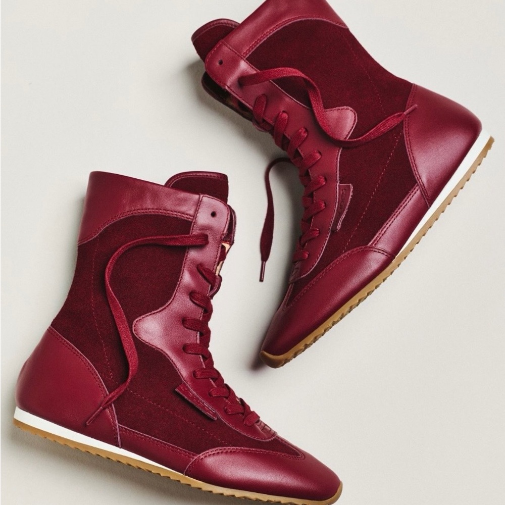 J Slides Burgundy High-Top Sneakers - Picture 3 of 3